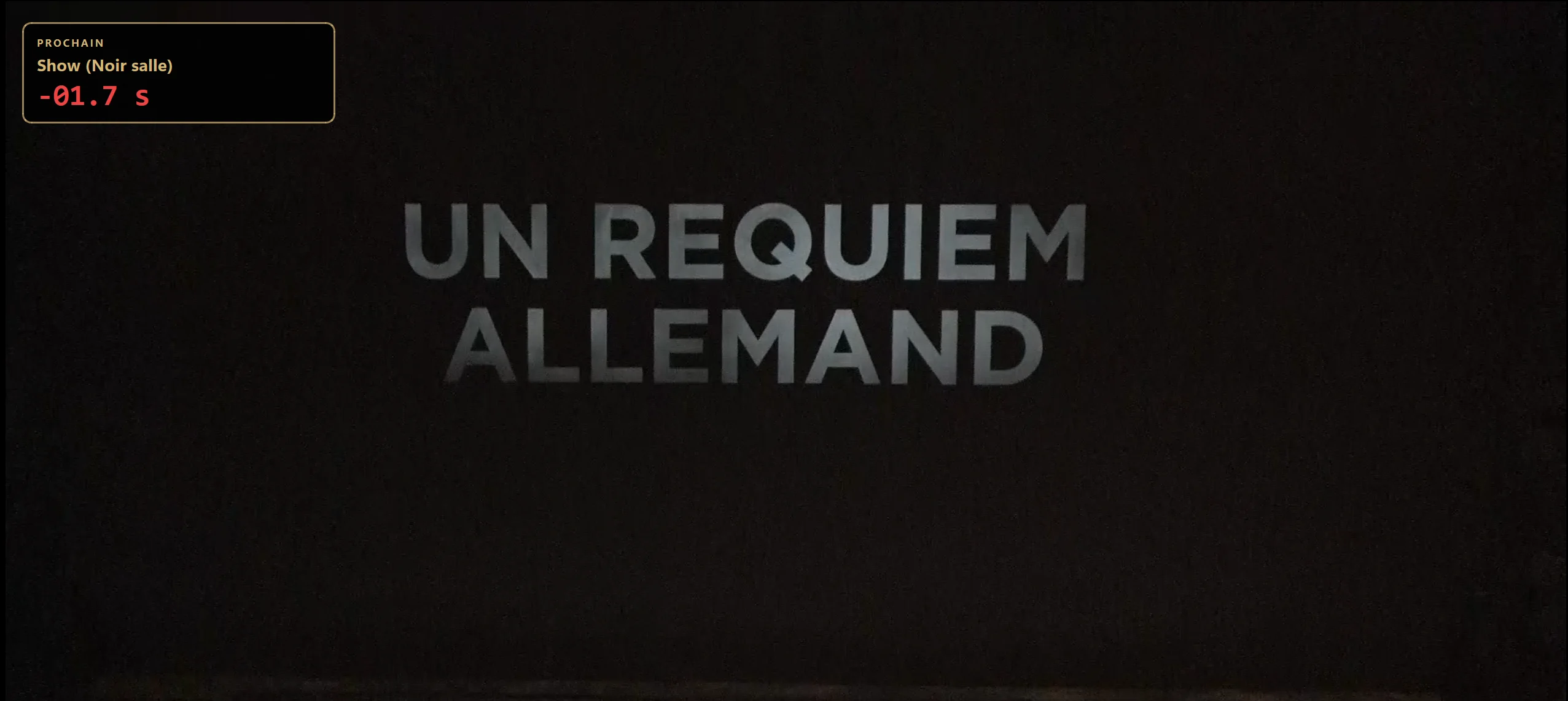 Pendant le filage — le prochain GO en surimpression sur la captation